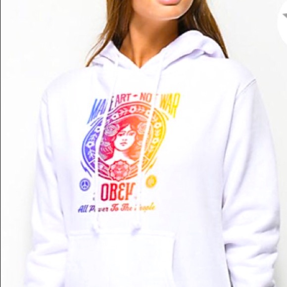 Obey Make Art Not War Hoodie, Large